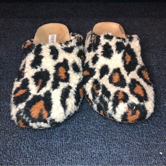 Steve Madden VESA Brown Cheetah Print Faux Upper Fur Slides Size 9 - Picture 2 of 8
